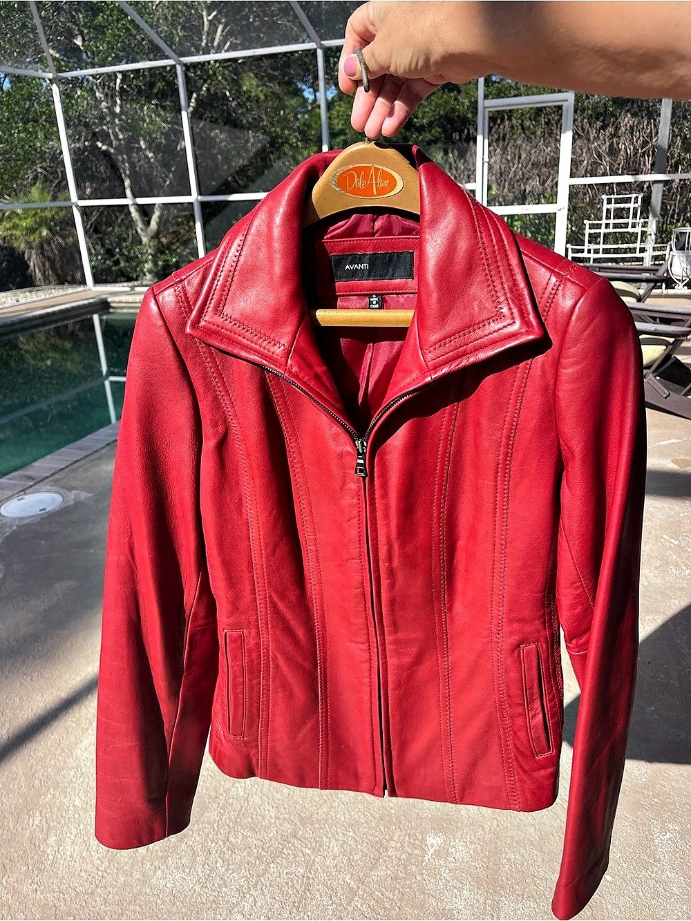 Avanti Leather Moto Jacket in Red Size Small Like New